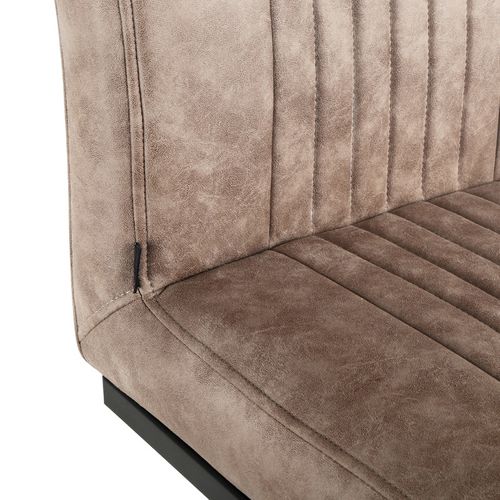 Lot De 2 Chaises En Tissu Taupe Vintage Avec Pied Métal Noir - Vivi 2