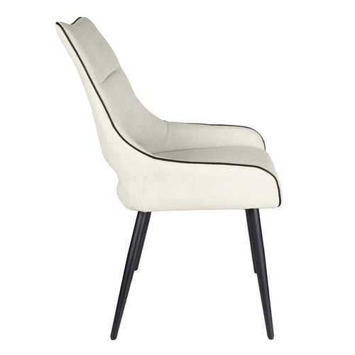 Lot De 2 Chaises En Tissu Écru Avec Pieds Métal Noir - Anaïs 2