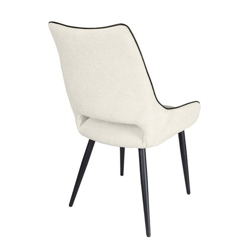 Lot De 2 Chaises En Tissu Écru Avec Pieds Métal Noir - Anaïs 2