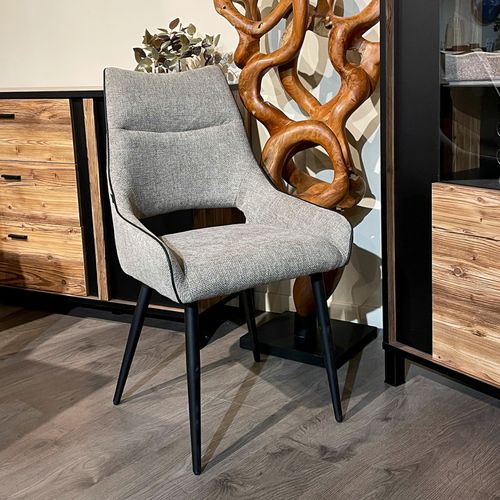 Lot De 2 Chaises En Tissu Taupe Avec Pieds En Métal Noir - Anaïs 2