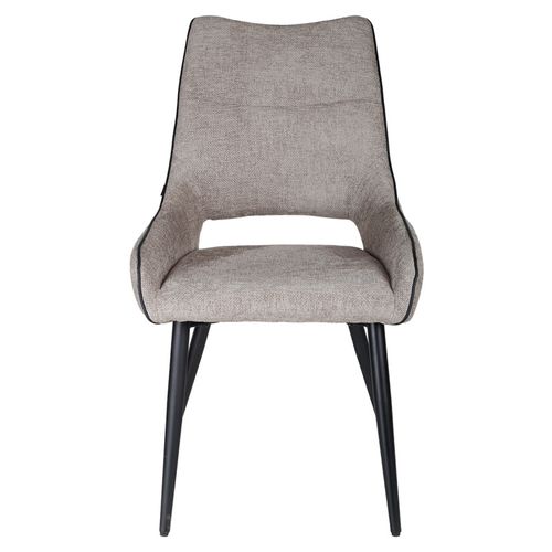 Lot De 2 Chaises En Tissu Taupe Avec Pieds En Métal Noir - Anaïs 2
