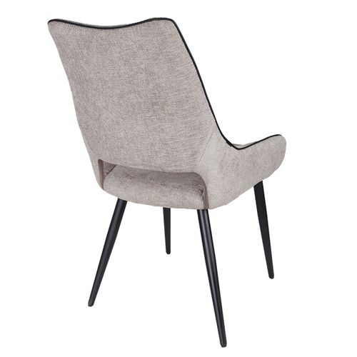Lot De 2 Chaises En Tissu Taupe Avec Pieds En Métal Noir - Anaïs 2