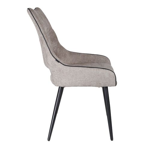 Lot De 2 Chaises En Tissu Taupe Avec Pieds En Métal Noir - Anaïs 2