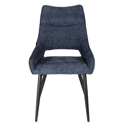 Lot De 2 Chaises En Tissu Bleu Avec Pieds En Métal Noir - Anaïs 2