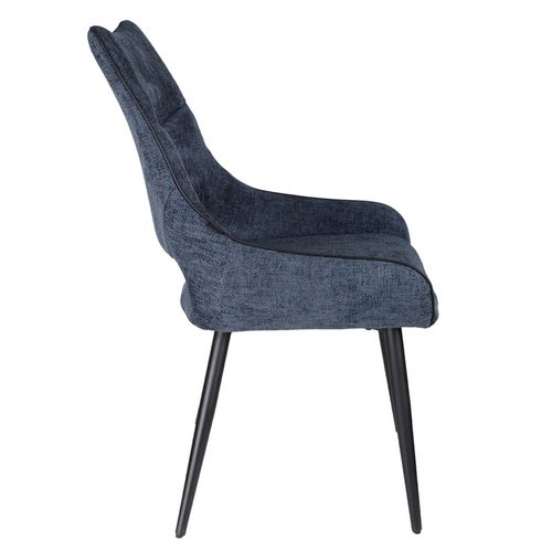 Lot De 2 Chaises En Tissu Bleu Avec Pieds En Métal Noir - Anaïs 2