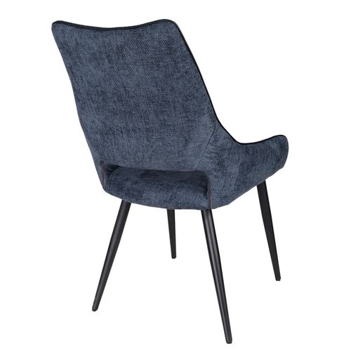 Lot De 2 Chaises En Tissu Bleu Avec Pieds En Métal Noir - Anaïs 2