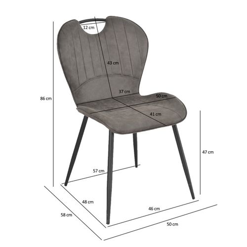 Lot 2 Chaises En Microfibre Gris Effet Vieilli Pieds Métal - Willy 2