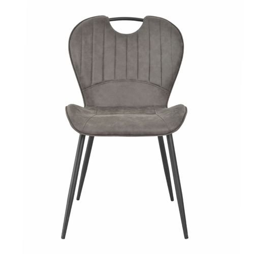 Lot 2 Chaises En Microfibre Gris Effet Vieilli Pieds Métal - Willy 2