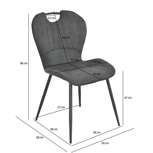 Lot 2 Chaises Microfibre Gris Anthracite Vieilli Pieds Métal - Willy 2