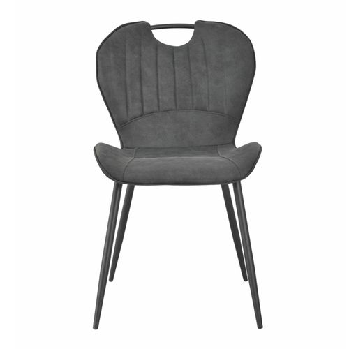 Lot 2 Chaises Microfibre Gris Anthracite Vieilli Pieds Métal - Willy 2