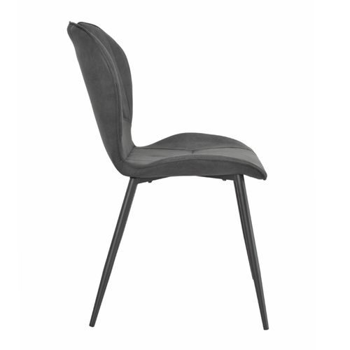 Lot 2 Chaises Microfibre Gris Anthracite Vieilli Pieds Métal - Willy 2