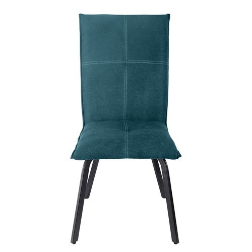 Lot 2 Chaises Tissu Surpiqué Bleu Canard Pieds Métal – Aria 2