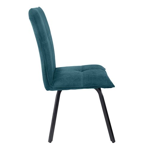 Lot 2 Chaises Tissu Surpiqué Bleu Canard Pieds Métal – Aria 2