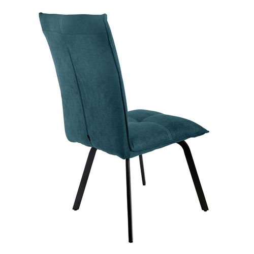 Lot 2 Chaises Tissu Surpiqué Bleu Canard Pieds Métal – Aria 2