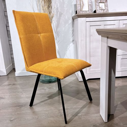 Lot 2 Chaises En Tissu Surpiqué Jaune Pieds Métal Noir – Aria 2