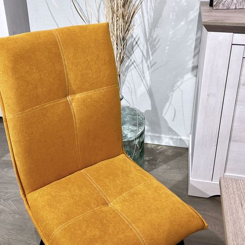 Lot 2 Chaises En Tissu Surpiqué Jaune Pieds Métal Noir – Aria 2
