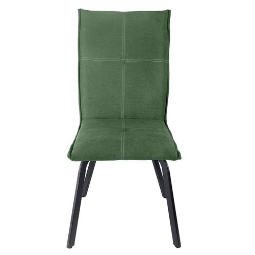 Lot 2 Chaises En Tissu Surpiqué Vert Et Pieds Métal Noir – Aria 2