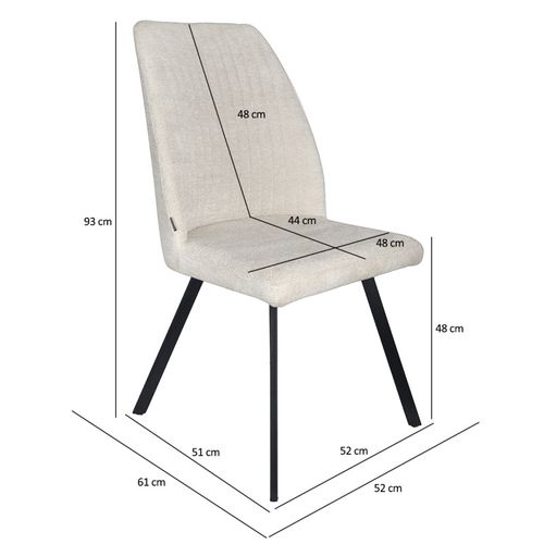 Lot 2 Chaises En Tissu Beige Doux Et Épais Pieds Métal Noir - Fuzo 2