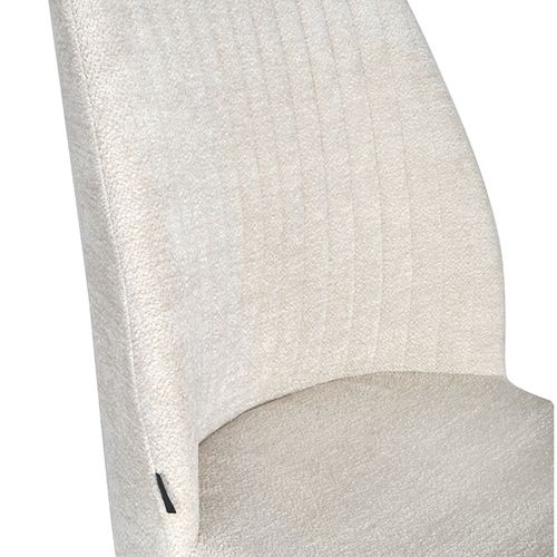 Lot 2 Chaises En Tissu Beige Doux Et Épais Pieds Métal Noir - Fuzo 2