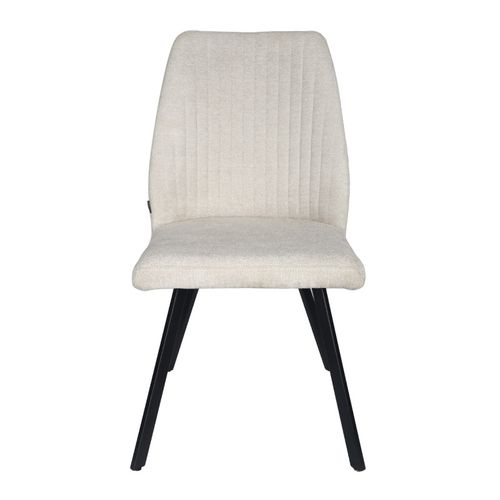 Lot 2 Chaises En Tissu Beige Doux Et Épais Pieds Métal Noir - Fuzo 2