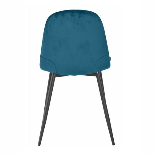 Lot De 4 Chaises En Velours Bleu Canard Avec Pieds Métal Noir – Biba 2