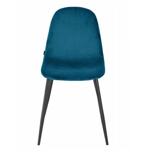 Lot De 4 Chaises En Velours Bleu Canard Avec Pieds Métal Noir – Biba 2
