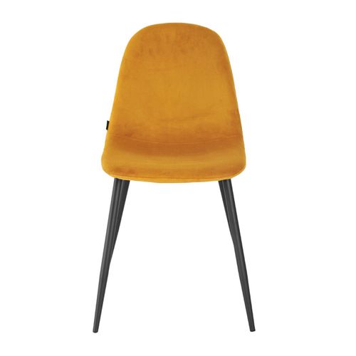 Lot De 2 Chaises En Tissu Velours Jaune Avec Pieds Métal Noir – Biba 2