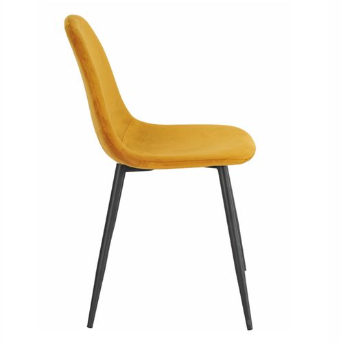 Lot De 2 Chaises En Tissu Velours Jaune Avec Pieds Métal Noir – Biba 2