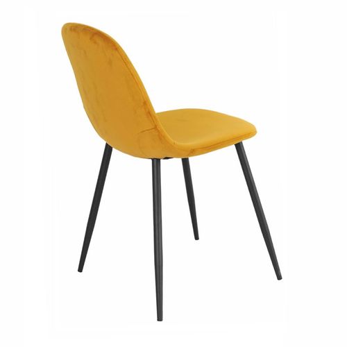 Lot De 4 Chaises En Tissu Velours Jaune Avec Pieds Métal Noir – Biba 2