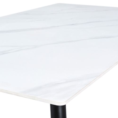 Table 130 X 70 Cm Céramique Blanc Marbré Pieds Métal Noir - Ryder 2
