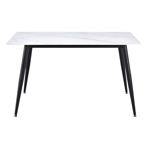 Table 130 X 70 Cm Céramique Blanc Marbré Pieds Métal Noir - Ryder 2