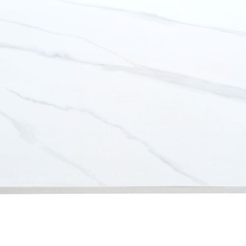 Table 130 X 70 Cm Céramique Blanc Marbré Pieds Métal Noir - Ryder 2