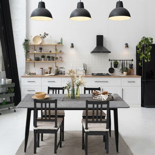 Table 160 Cm Céramique Gris Béton Pieds Évasés Métal Noir - Ryder 2