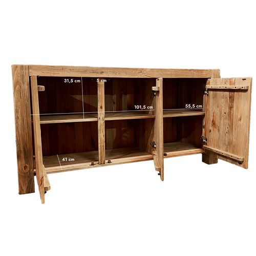 Buffet 168 Cm 3 Portes 3 Tablettes Bois De Pin Massif Recyclé - Chalet