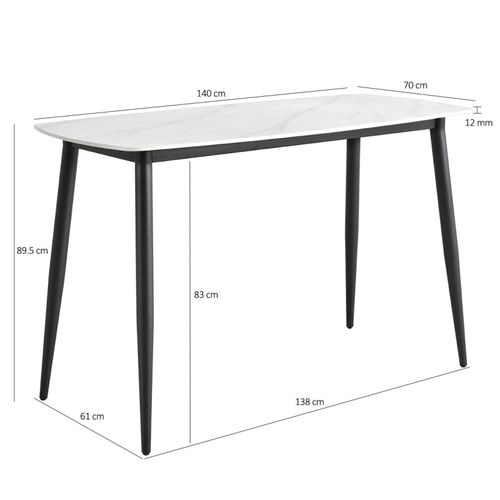 Table Haute 140 Cm Plateau Arrondi Céramique Blanc Marbré - Ryder