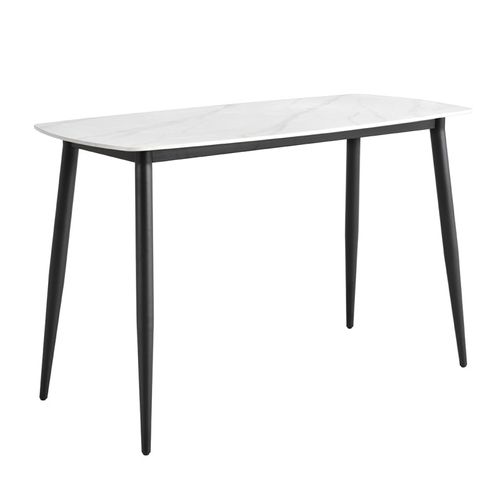 Table Haute 140 Cm Plateau Arrondi Céramique Blanc Marbré - Ryder