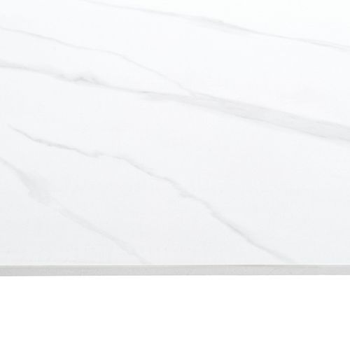 Table Haute 140 Cm Plateau Arrondi Céramique Blanc Marbré - Ryder