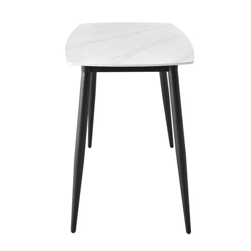Table Haute 140 Cm Plateau Arrondi Céramique Blanc Marbré - Ryder