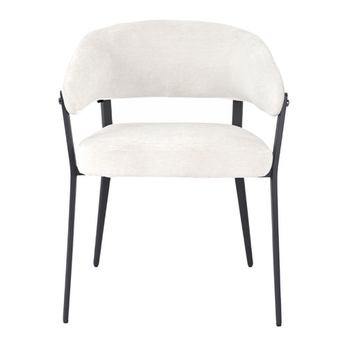 Lot De 2 Chaises Accoudoirs En Tissu Écru Et Structure Métal - Helga