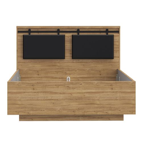 Lit 140 X 190 Cm Avec Tête De Lit En Décor Chêne Et Noir – Farm