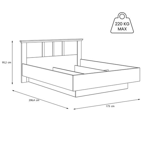 Lit Coffre 160 X 200 Cm Tête De Lit Décor Chêne Blanchi – Angele