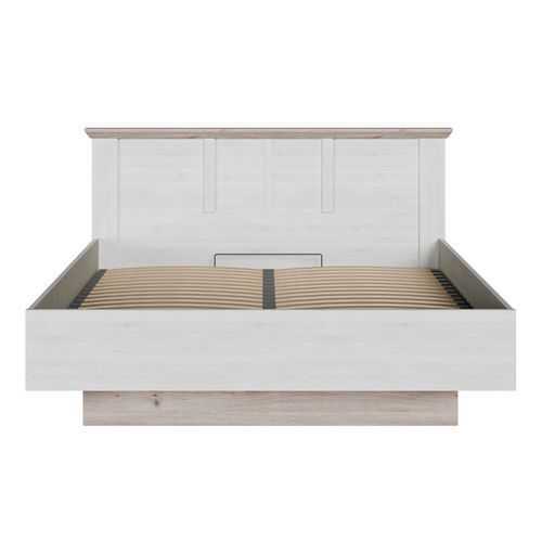 Lit Coffre 160 X 200 Cm Tête De Lit Décor Chêne Blanchi – Angele