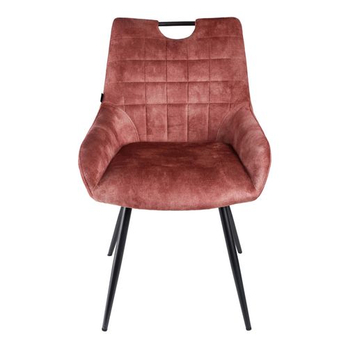 Lot 2 Chaises Capitonnées Velours Rose Pieds Métal Noir – Brandy 2