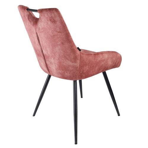 Lot 2 Chaises Capitonnées Velours Rose Pieds Métal Noir – Brandy 2