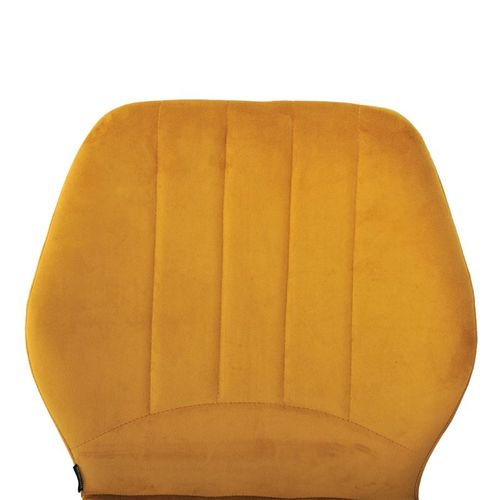 Lot 4 Chaises En Velours Jaune Moutarde Pieds Métal Noir - Emilio 2