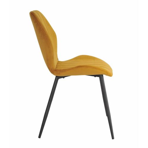 Lot 4 Chaises En Velours Jaune Moutarde Pieds Métal Noir - Emilio 2