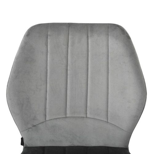 Lot 4 Chaises En Velours Gris Foncé Pieds Métal Noir - Emilio 2