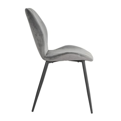 Lot 4 Chaises En Velours Gris Foncé Pieds Métal Noir - Emilio 2