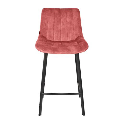 Lot 2 Tabourets De Bar En Velours Rose Et Pieds Métal Noir – Nany 2