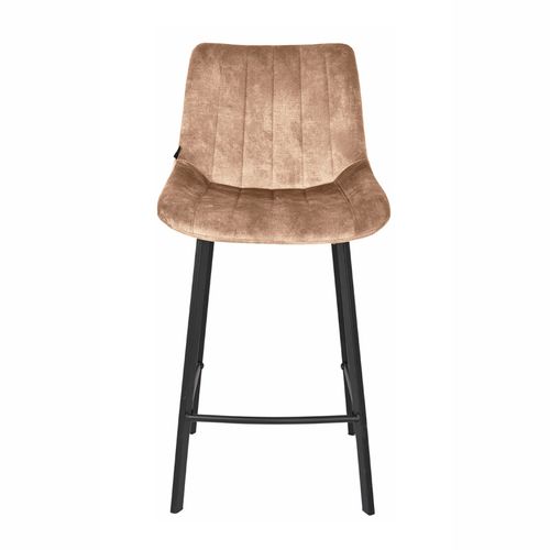 Lot 2 Tabourets De Bar En Velours Taupe Et Pieds Métal Noir – Nany 2